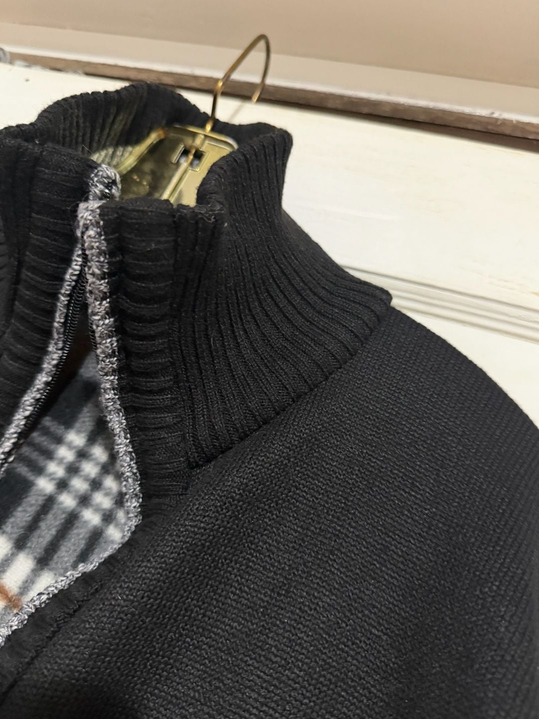 Men’s XL 38% Cashmere Wool Blend Black Full Zip Sweater Jacket 5