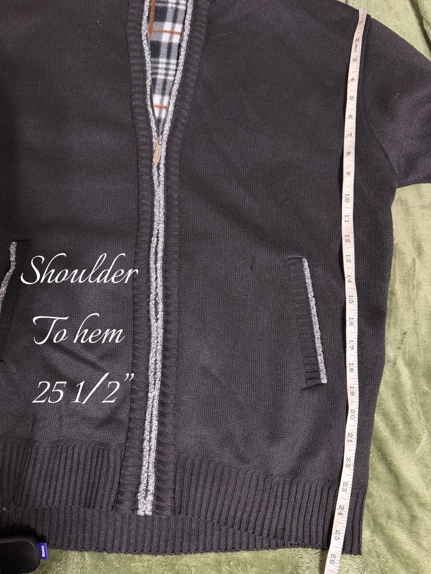Men’s XL 38% Cashmere Wool Blend Black Full Zip Sweater Jacket 9