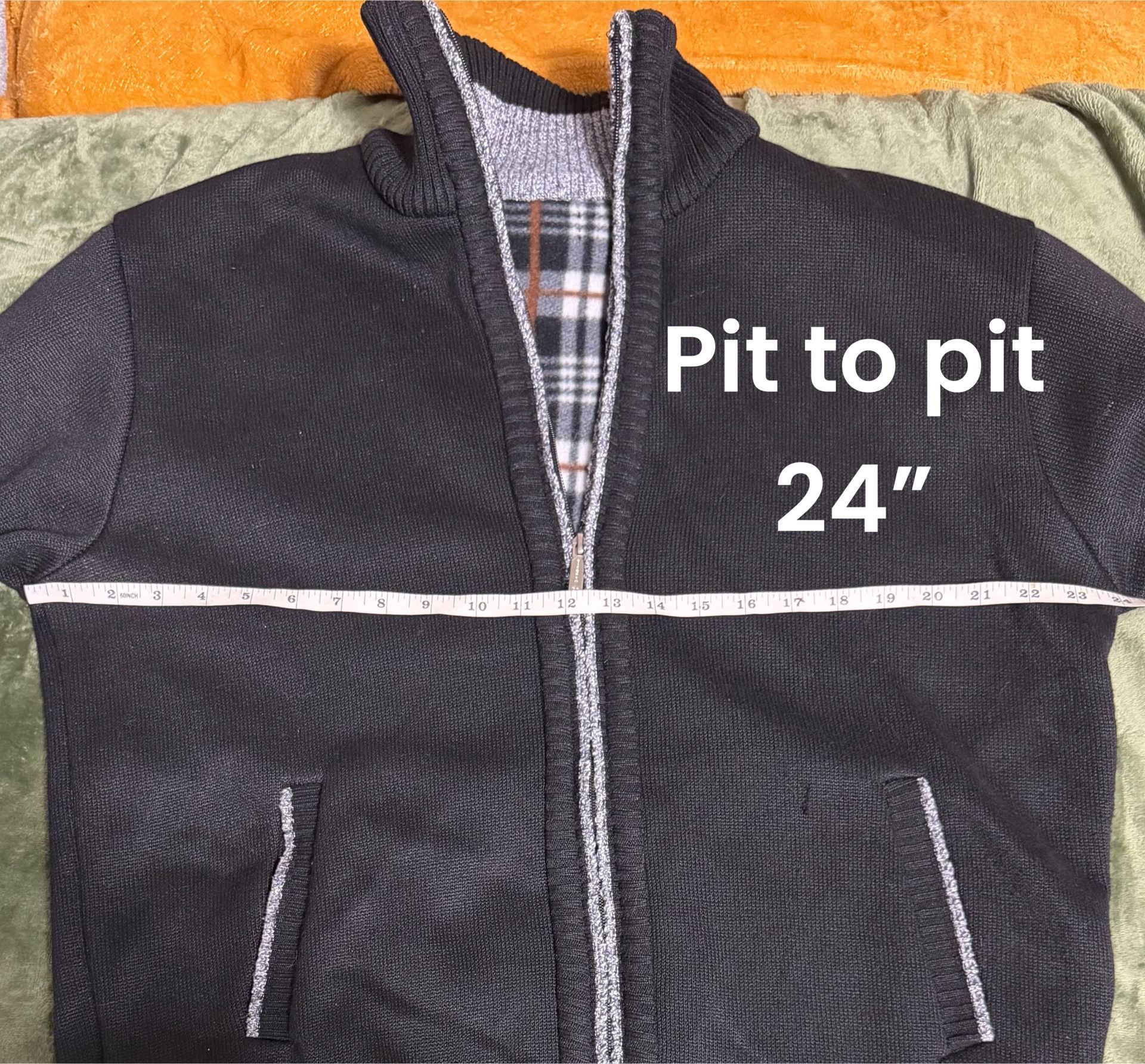 Men’s XL 38% Cashmere Wool Blend Black Full Zip Sweater Jacket 10