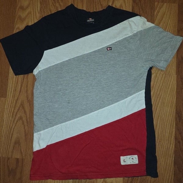 Southpole Colorblock T-Shirt Size L Red White Gray Black
