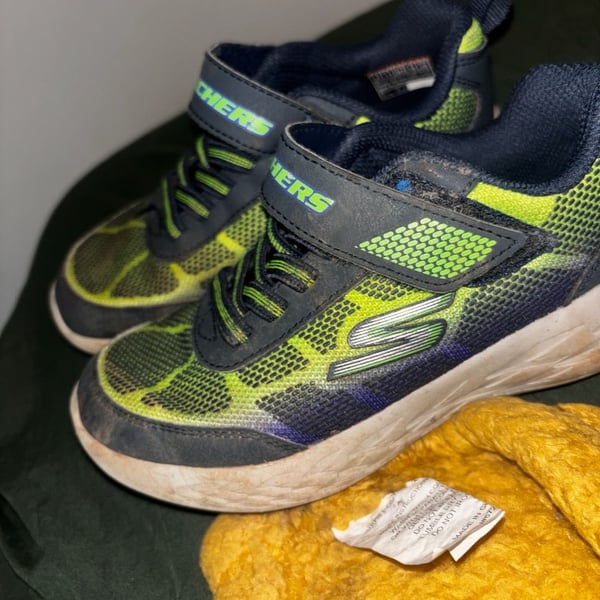 Skechers S-Lights Vortex Flash Sneaker Size 12 Black Blue Lime