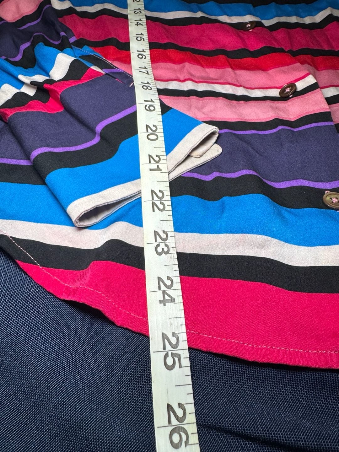 Linda Allard Ellen Tracy 100% Silk Striped Blouse Size 6 Colorful 90s 7