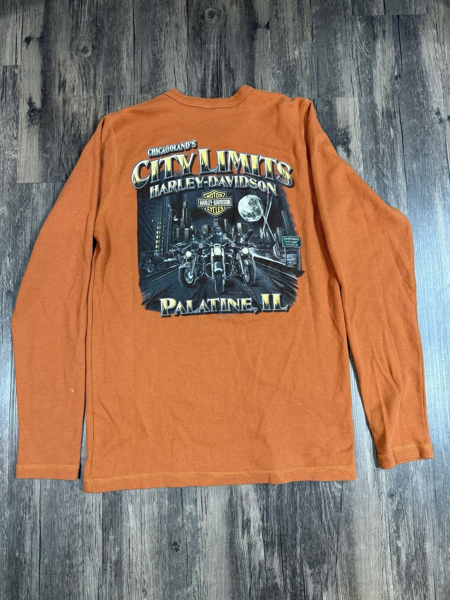 Harley-Davidson Orange Long Sleeve Thermal Shirt 4