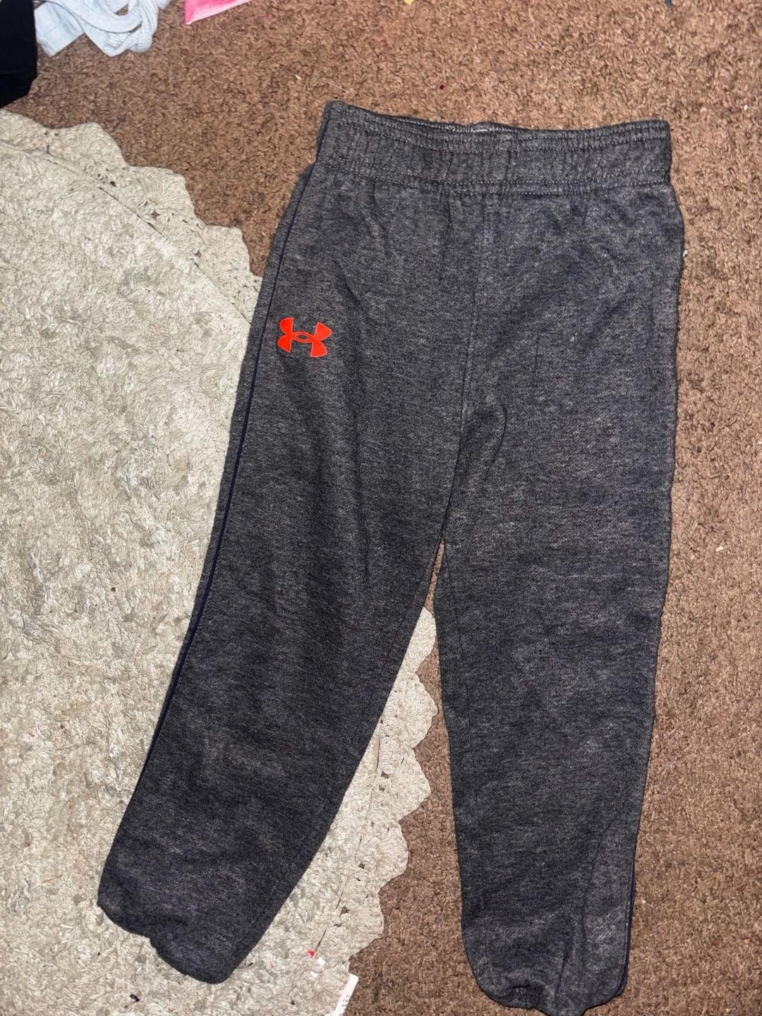 Under Armour Youth Gray Heather Sweatpants with Red Logo 1