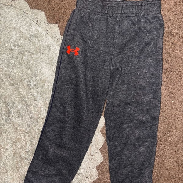 Under Armour Youth Gray Heather Sweatpants with Red Logo