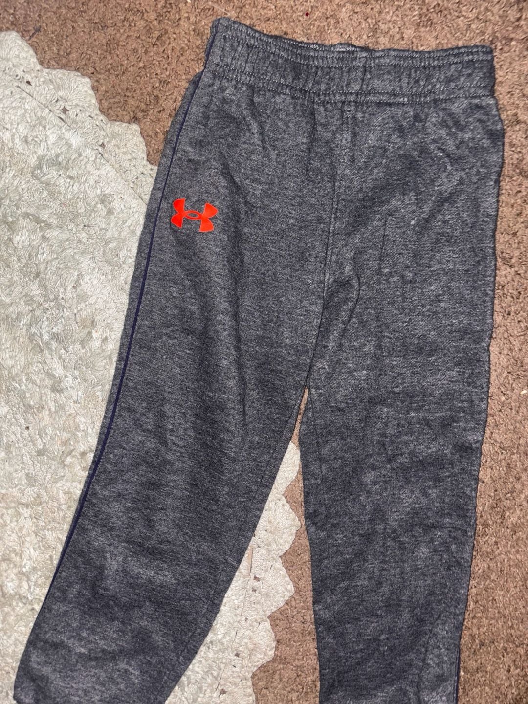 Under Armour Youth Gray Heather Sweatpants with Red Logo 2