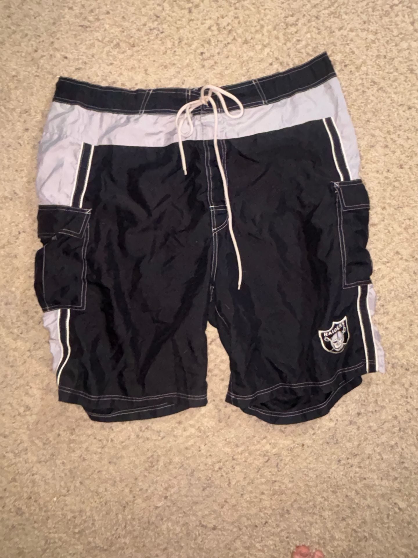 NFL Las Vegas Raiders Swim Trunks Size XXL Black White Board Shorts 2