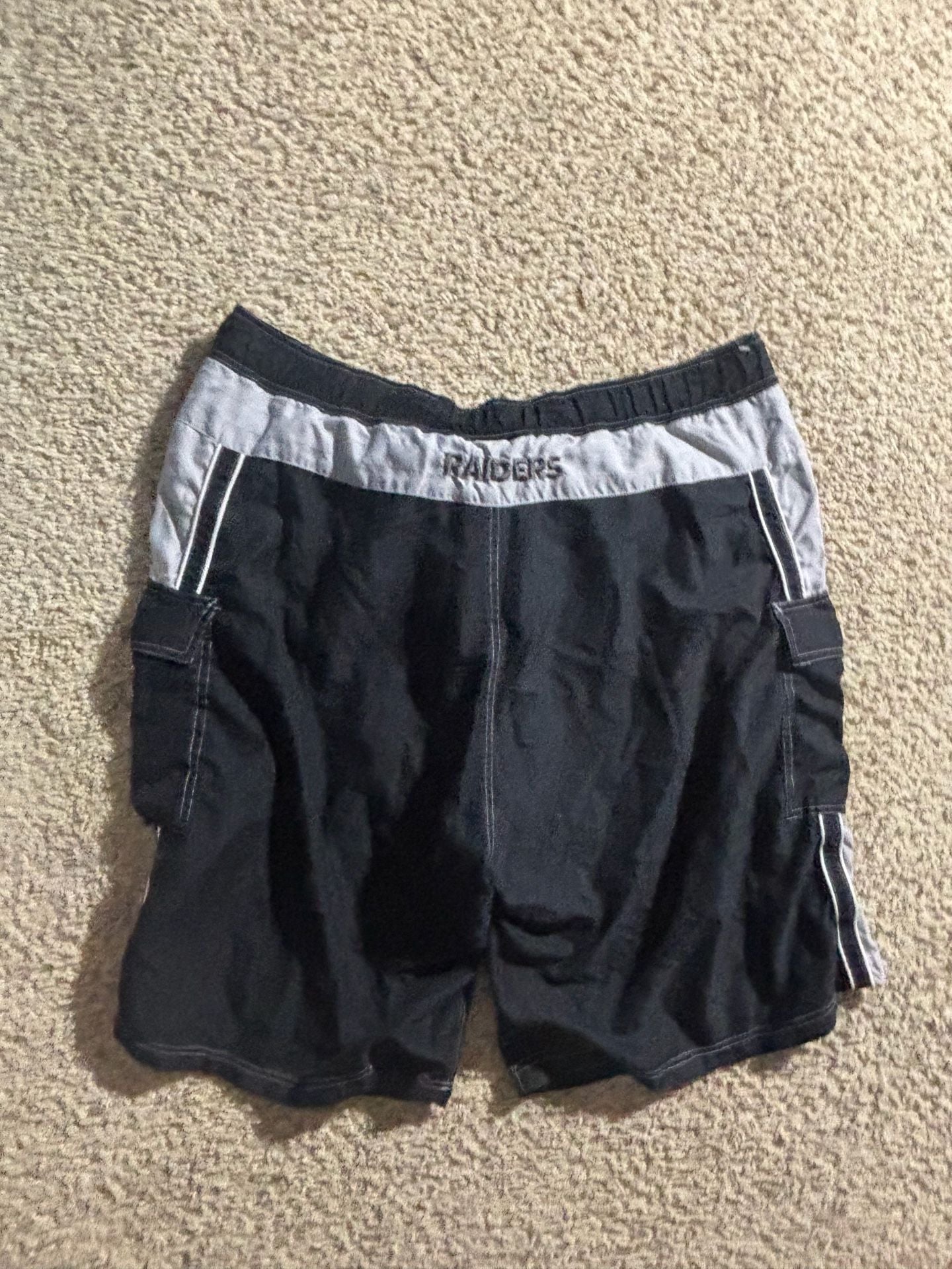 NFL Las Vegas Raiders Swim Trunks Size XXL Black White Board Shorts 3