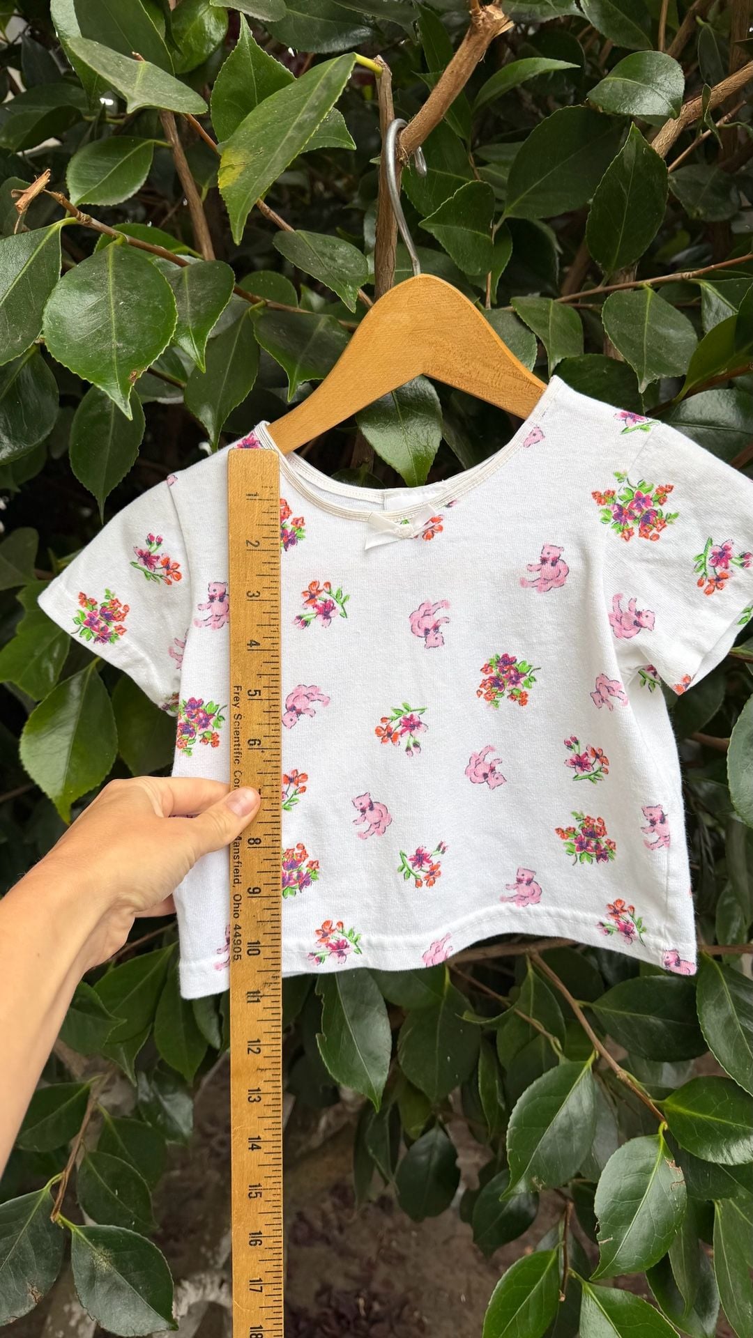 Vintage American Weekend Floral Teddy Bear Short Sleeve Top 3