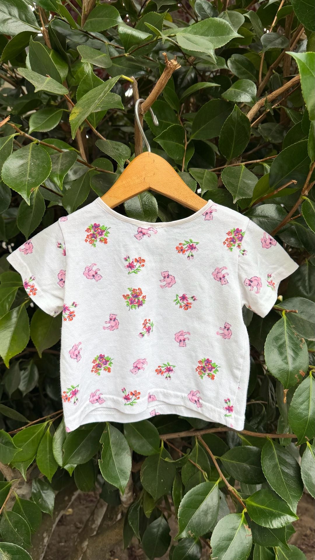 Vintage American Weekend Floral Teddy Bear Short Sleeve Top 5