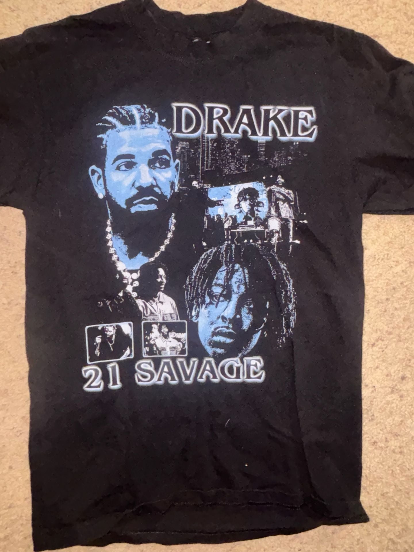 Drake 21 Savage City Lights Black Graphic T-Shirt 2