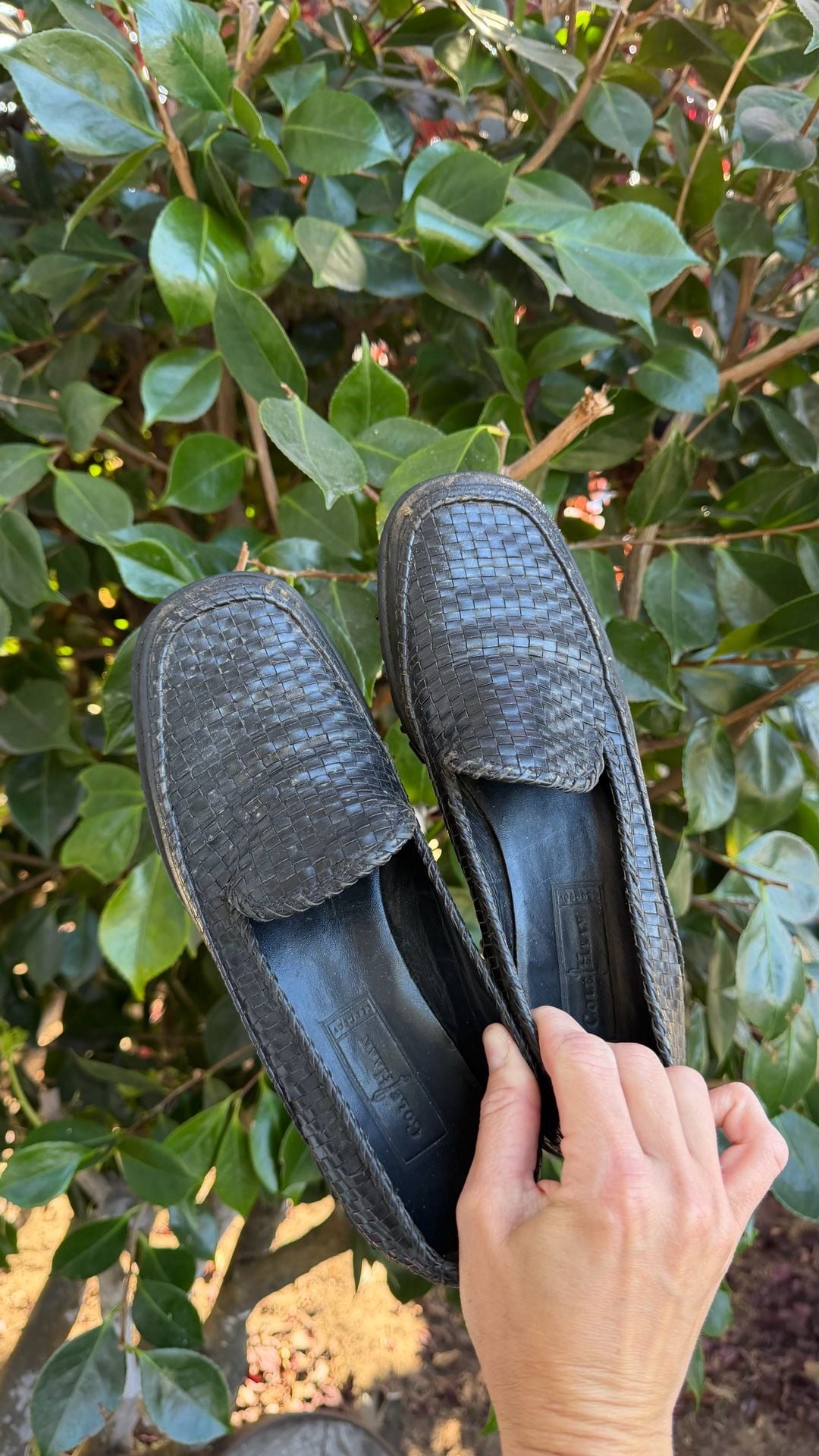 Vintage Cole Haan Black Woven Leather Loafers 3