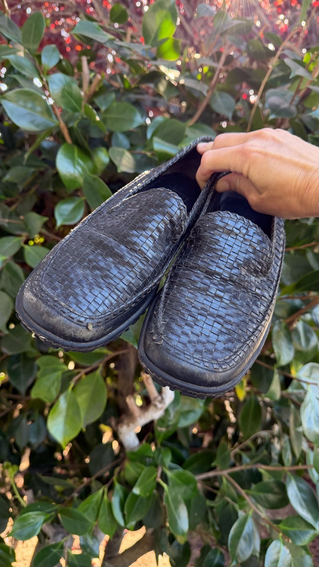 Vintage Cole Haan Black Woven Leather Loafers 5