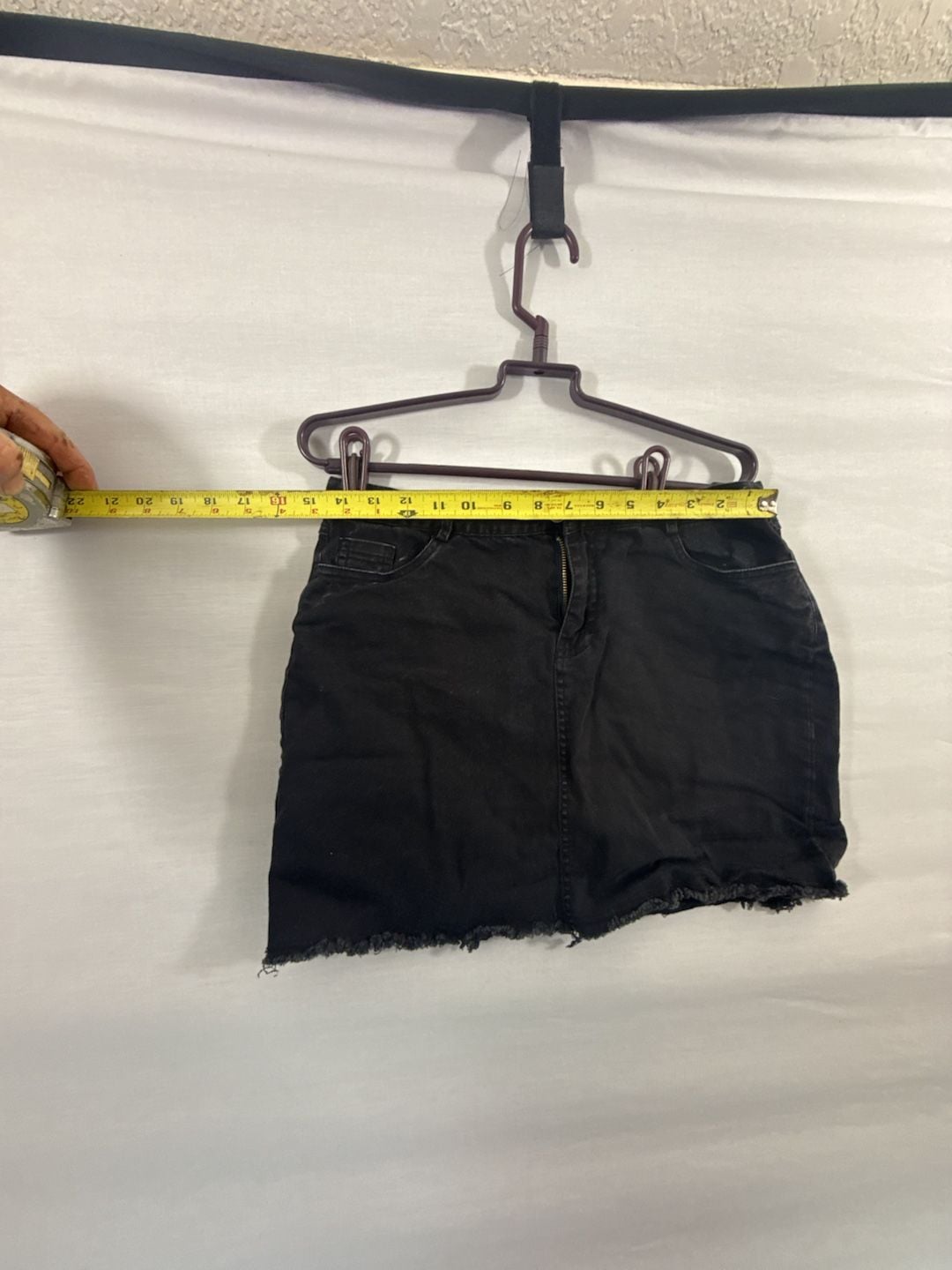Fashion Nova Denim Skirt Size XL Black Raw Hem Mini 3
