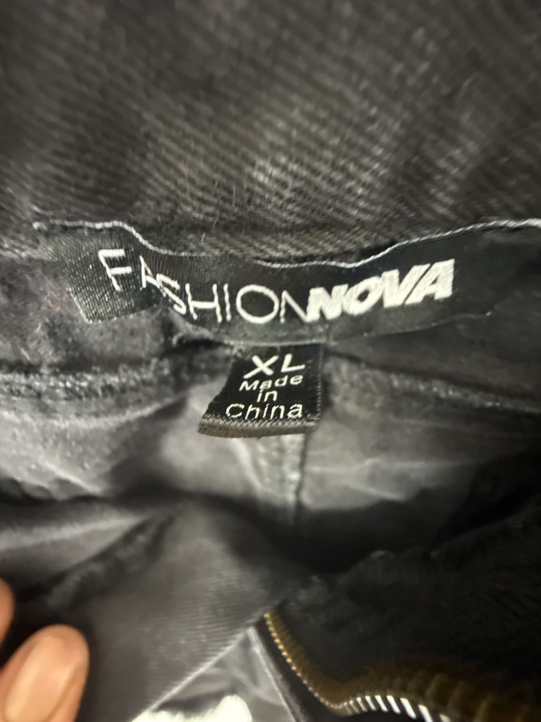 Fashion Nova Denim Skirt Size XL Black Raw Hem Mini 4