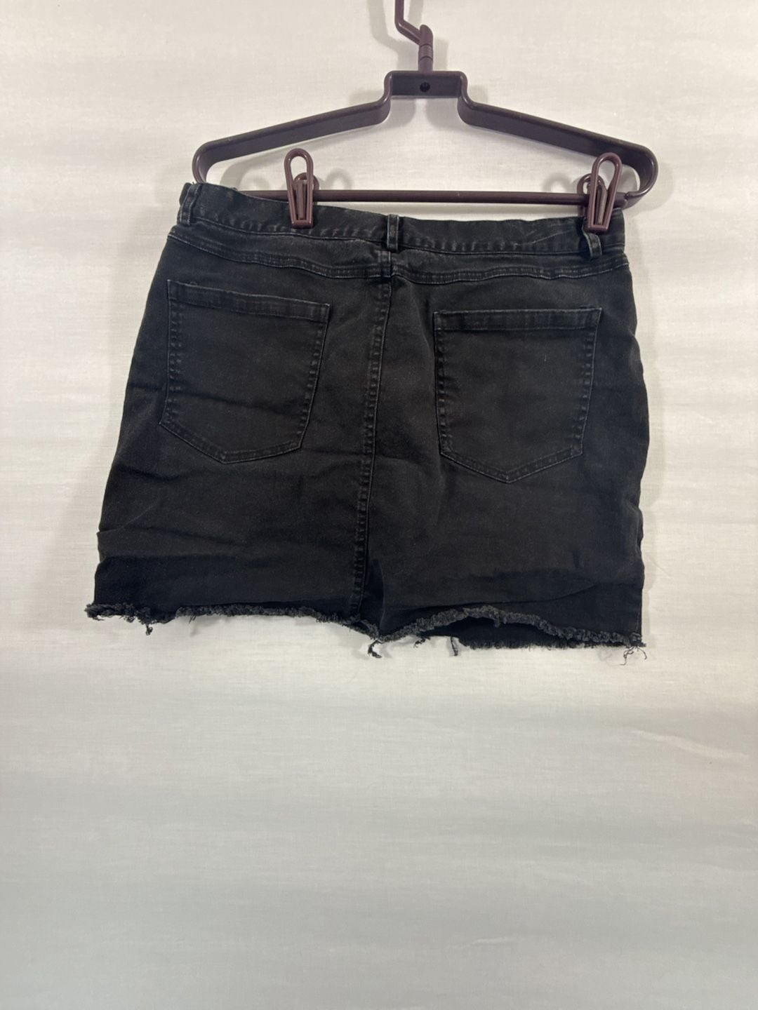 Fashion Nova Denim Skirt Size XL Black Raw Hem Mini 5