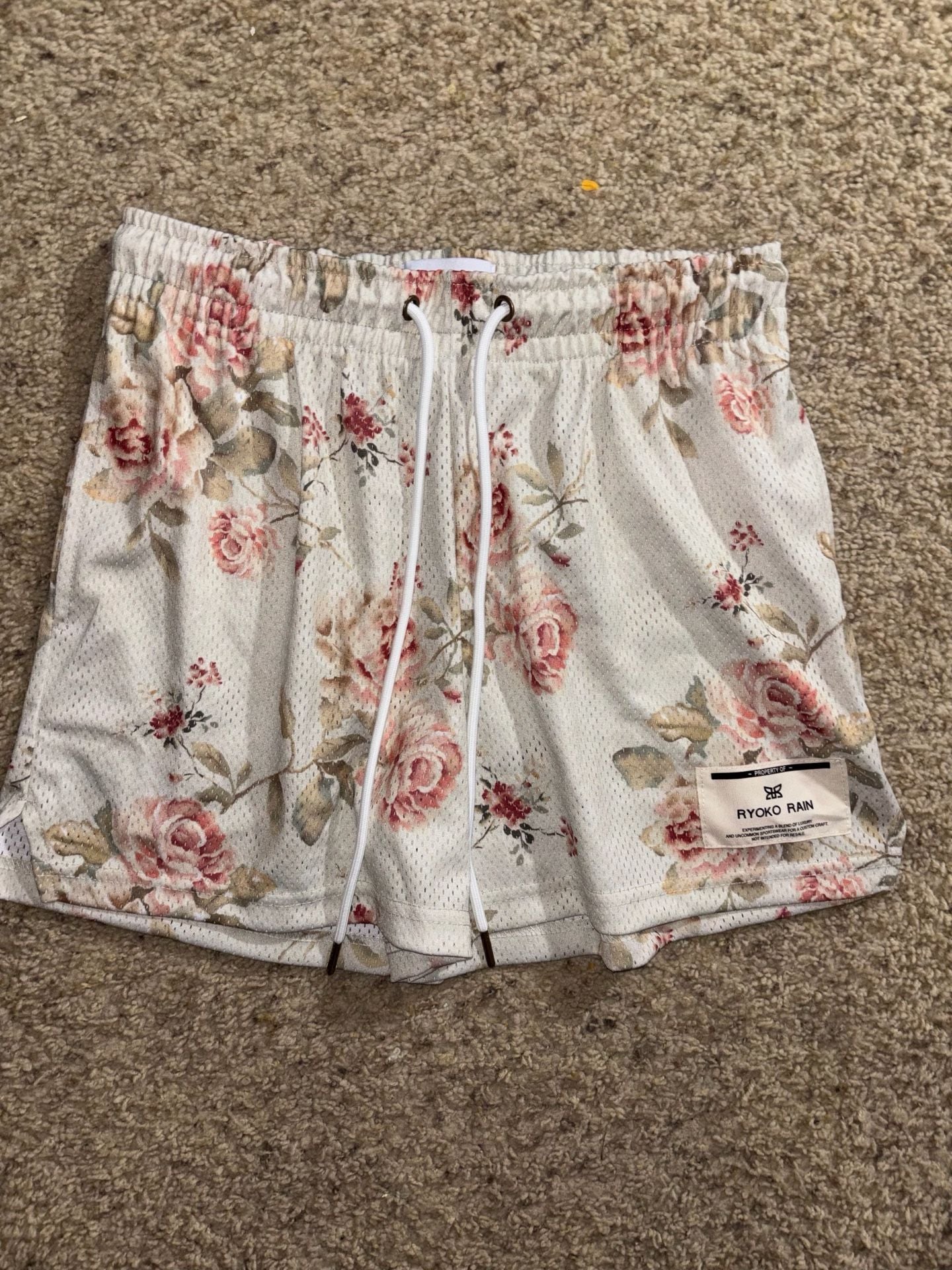 Ryoko Rain Floral Mesh Shorts White Size M 2