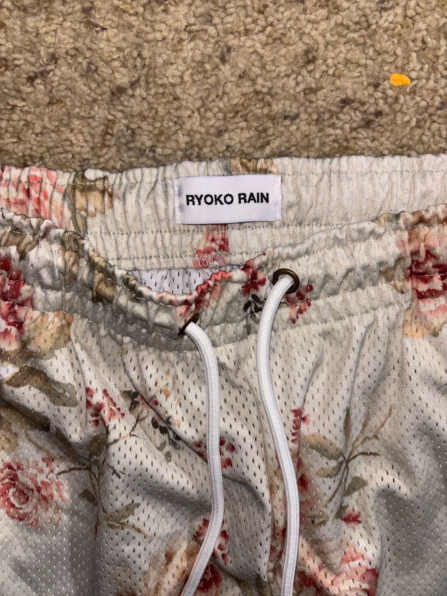 Ryoko Rain Floral Mesh Shorts White Size M 4
