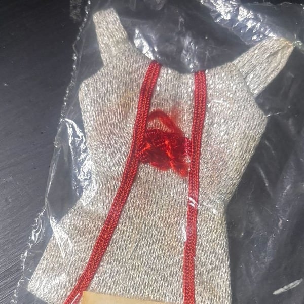 Ideal Misty Doll Silver Sparkle Dress with Red Trim and Bow