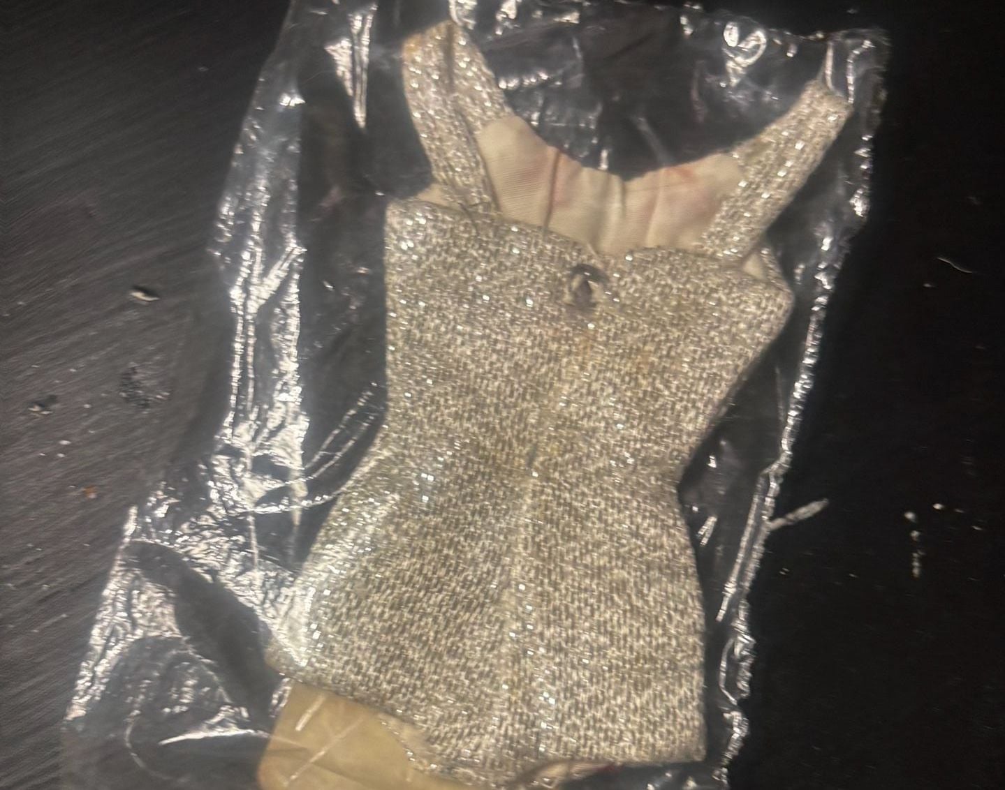 Ideal Misty Doll Silver Sparkle Dress with Red Trim and Bow 2