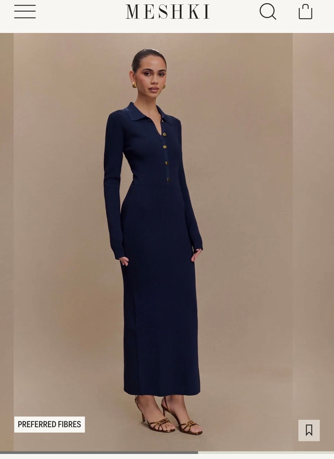 Meshki Abbey Buttoned Knit Midi Dress Size XXS Navy Blue New 10