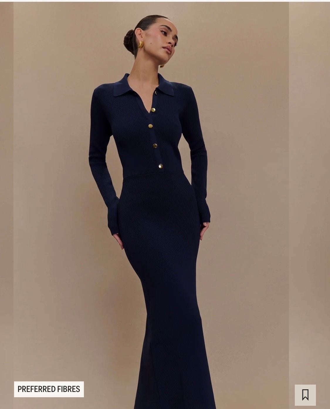 Meshki Abbey Buttoned Knit Midi Dress Size XXS Navy Blue New 11