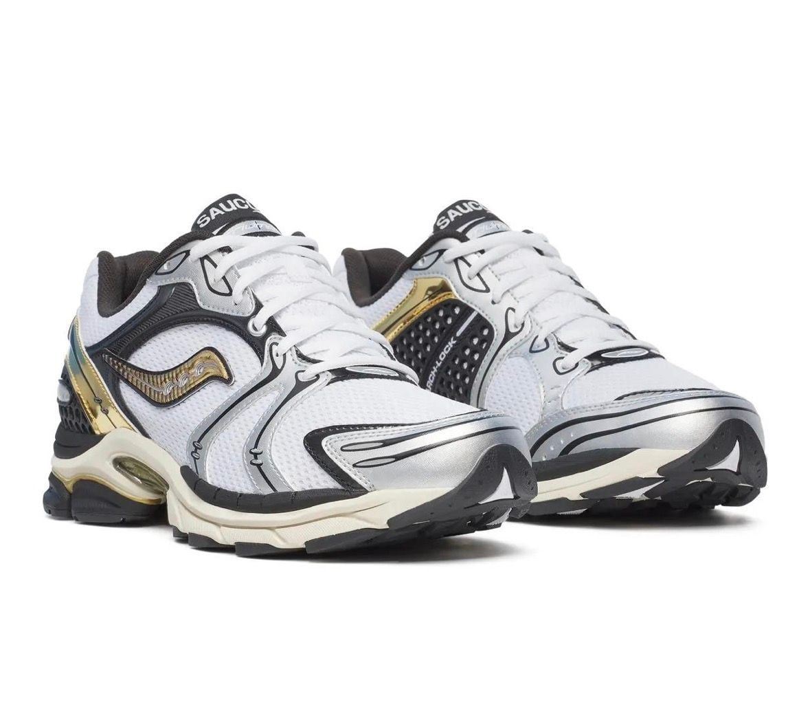Saucony ProGrid Triumph 4 CS Gold Chrome White Silver Sneakers 3