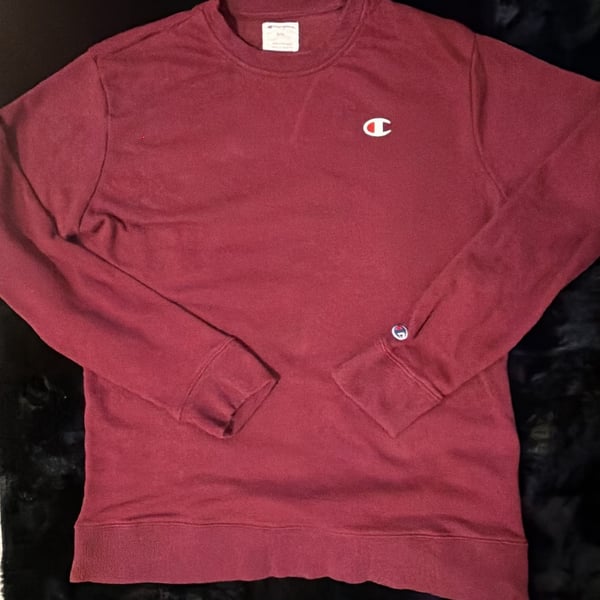 Champion Long Sleeve French Terry Crewneck Pullover Sweatshirt Size M Burgundy