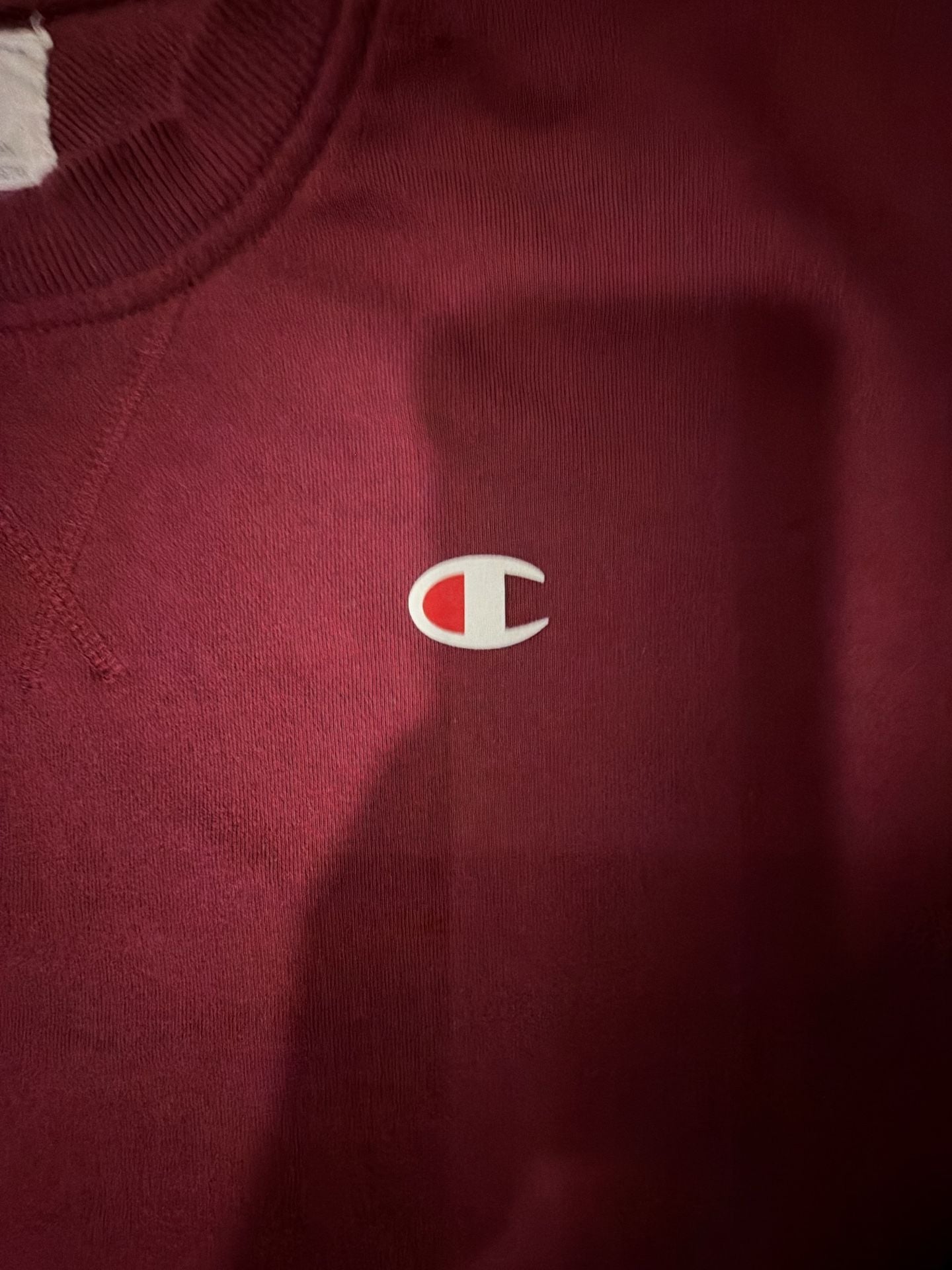 Champion Long Sleeve French Terry Crewneck Pullover Sweatshirt Size M Burgundy 3