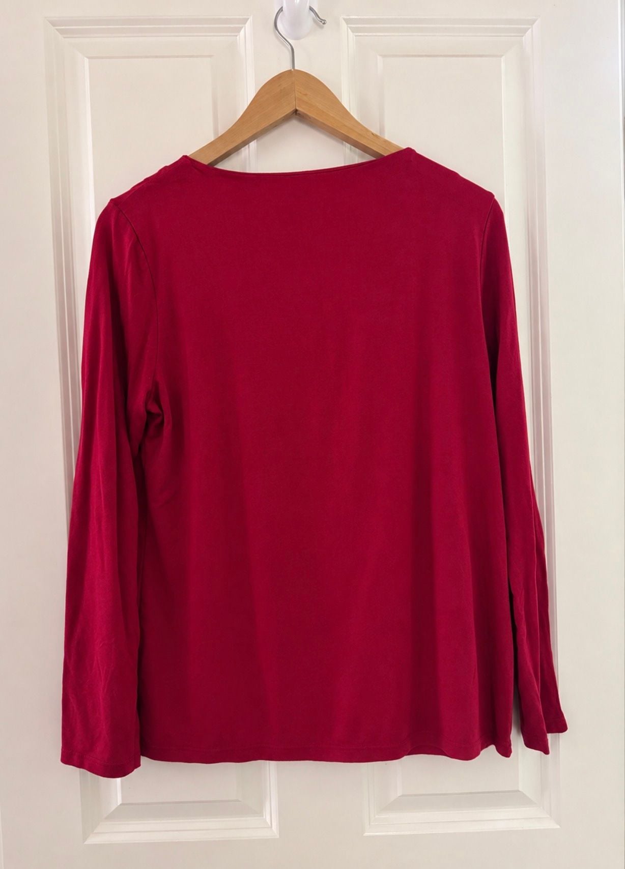 Talbots Cowl Neck Top Size M Red Long Sleeve Rayon Spandex 3