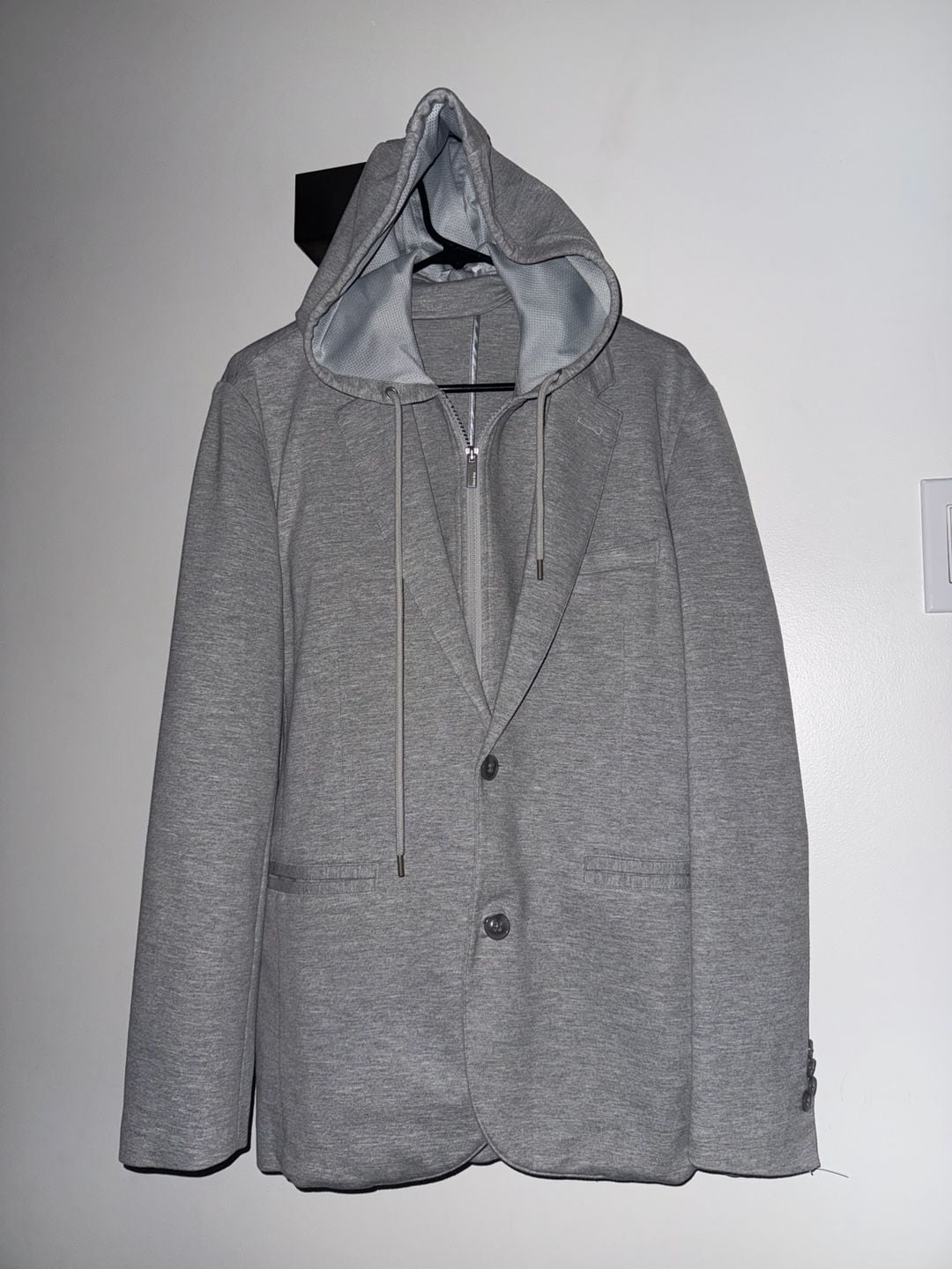 Alfani Men's Grey Hooded Blazer Jacket Size S Rayon Blend Zip Up Hoodie 2