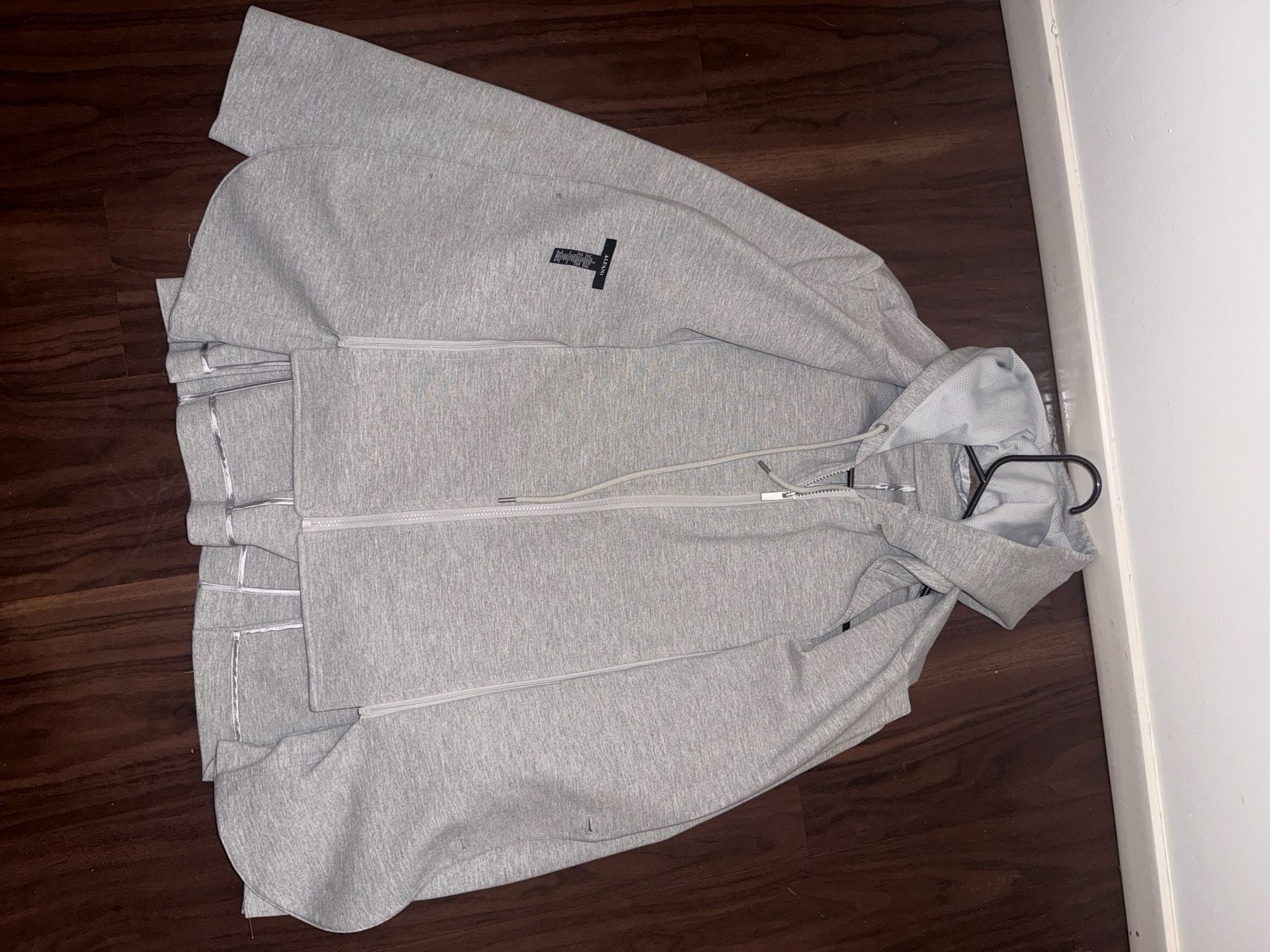 Alfani Men's Grey Hooded Blazer Jacket Size S Rayon Blend Zip Up Hoodie 6
