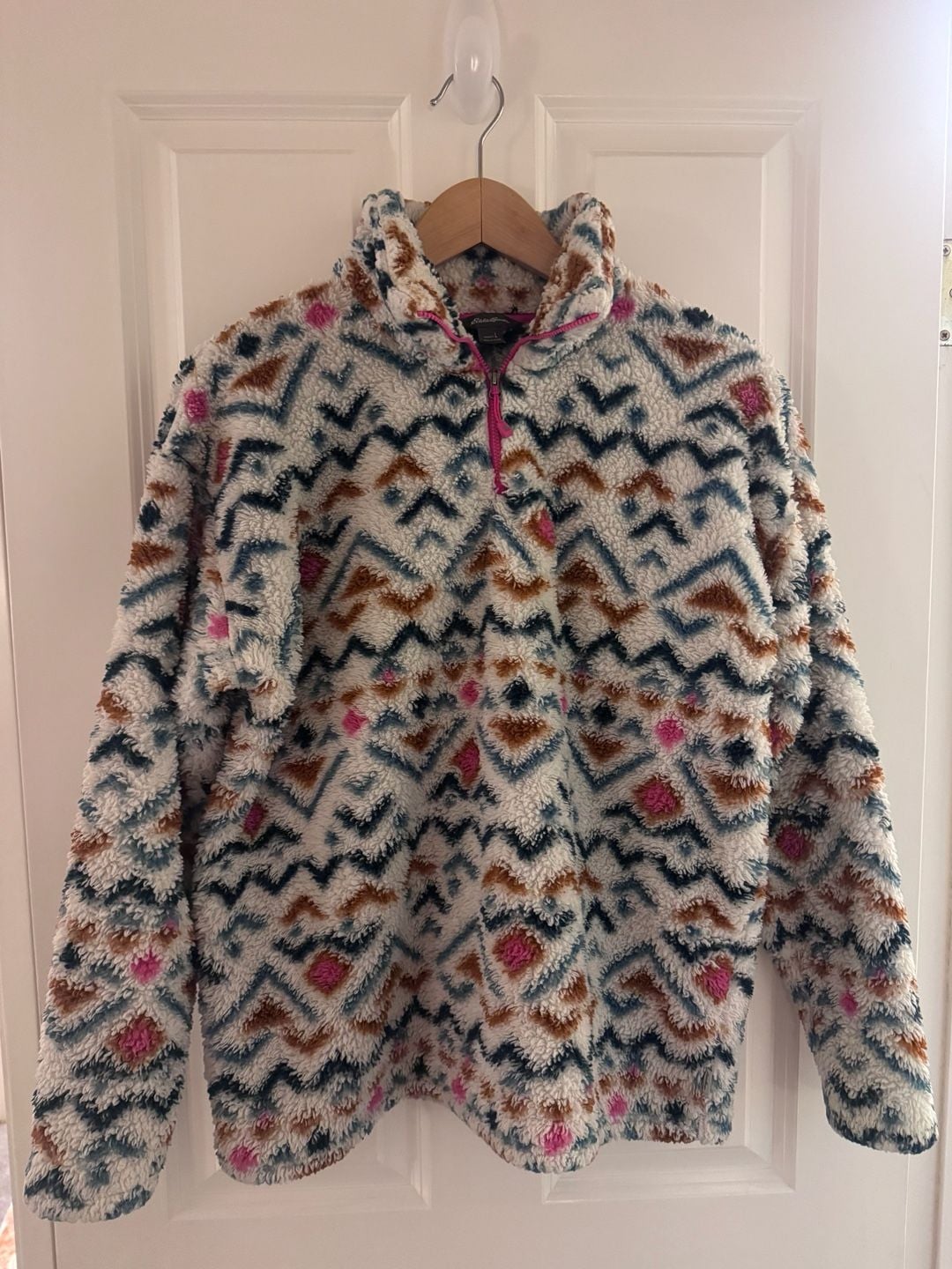 Eddie Bauer Fleece 1/4 Zip Pullover Size L Multi Aztec Aztec Print 2