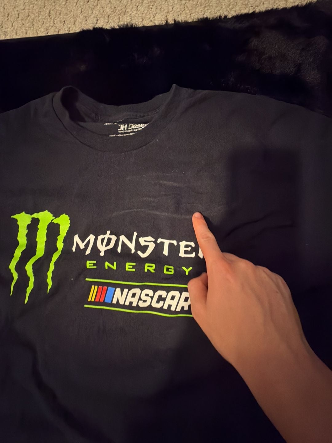 JH Design Monster Energy Nascar Cup Series Official Pit Shirt Size L Black 7