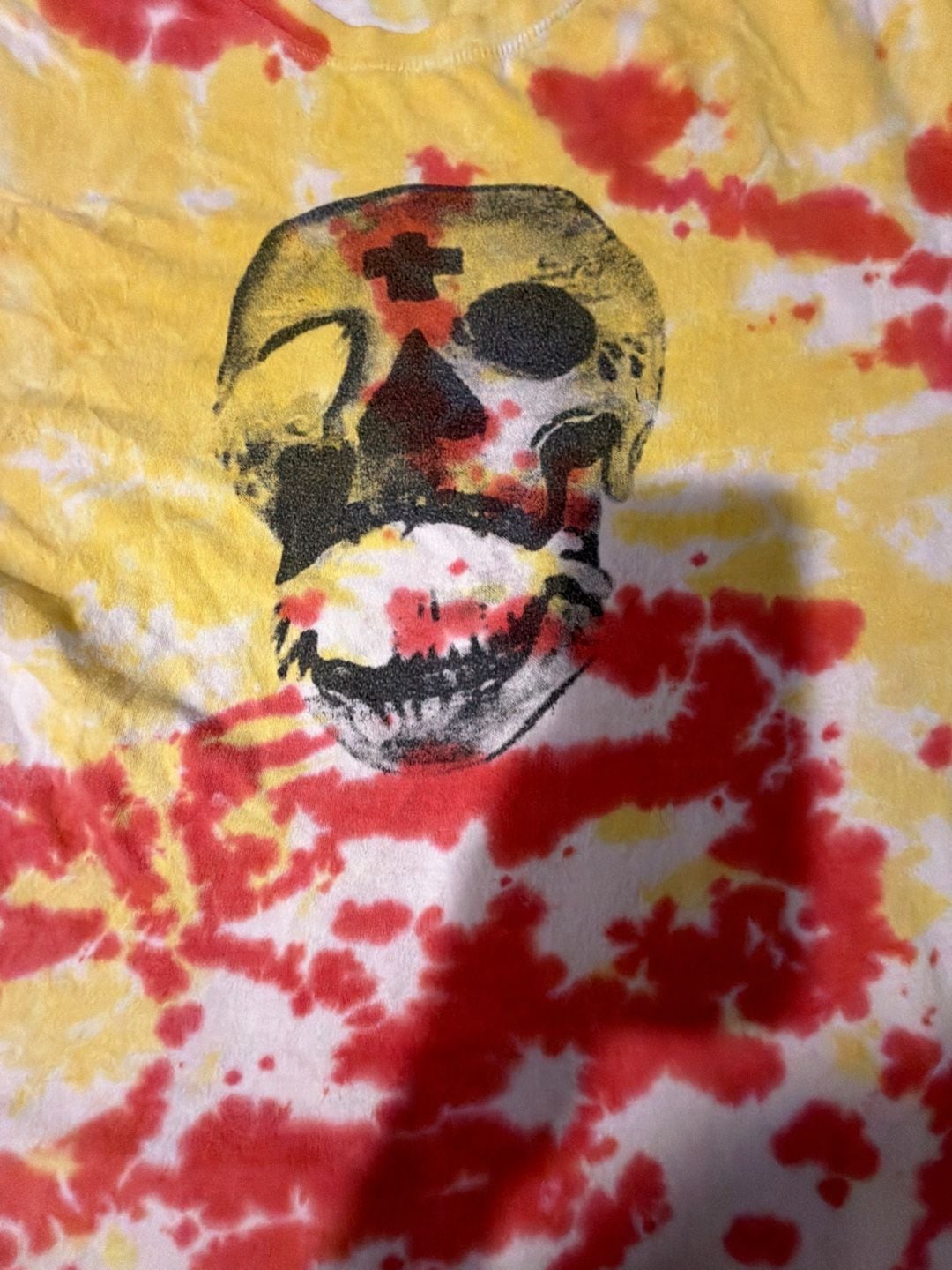 Seven Souls Tie Dye Skull T-Shirt Size L Yellow Red White 3