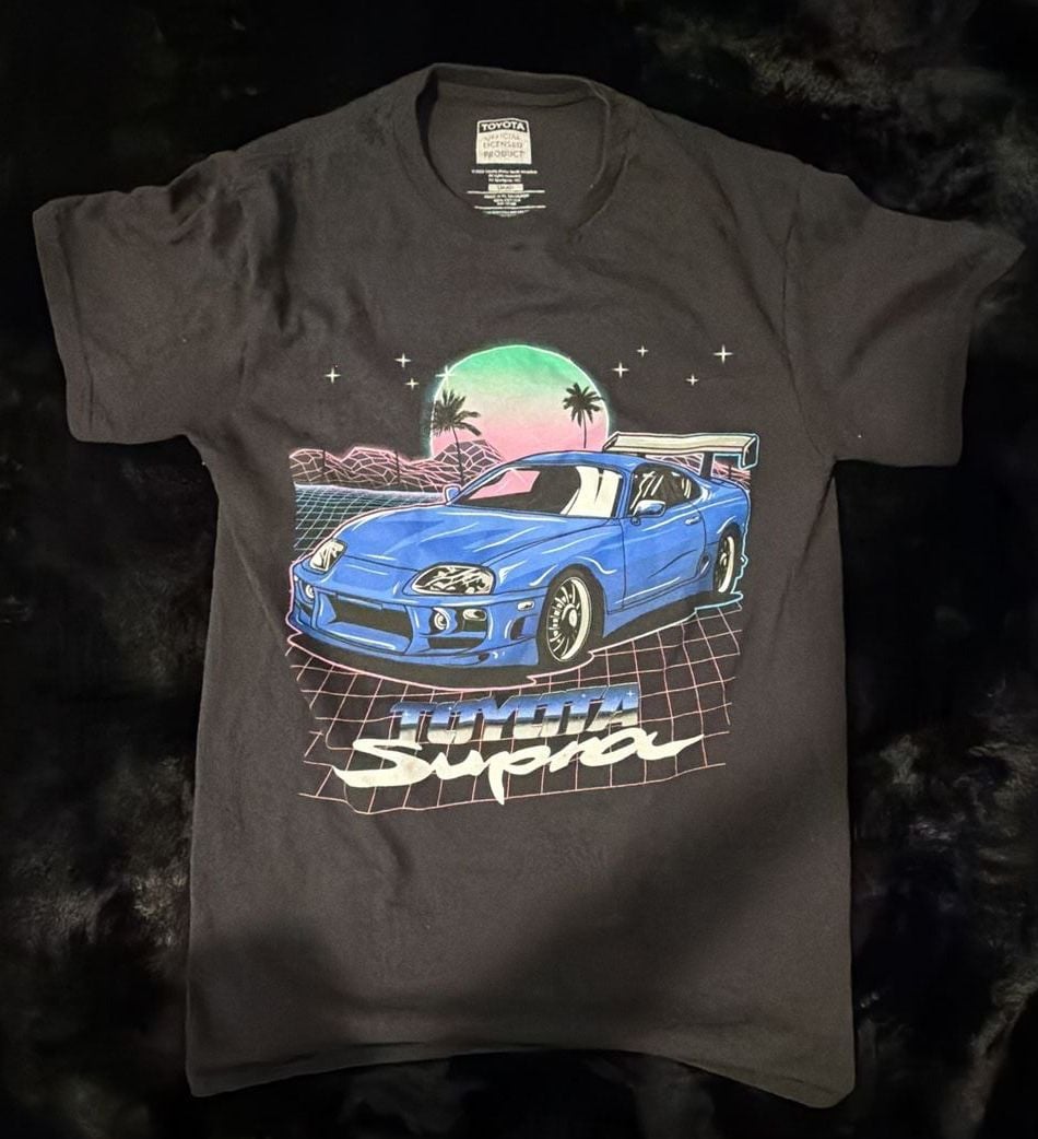 Toyota Supra Retro Graphic T-Shirt Black Size Small 2