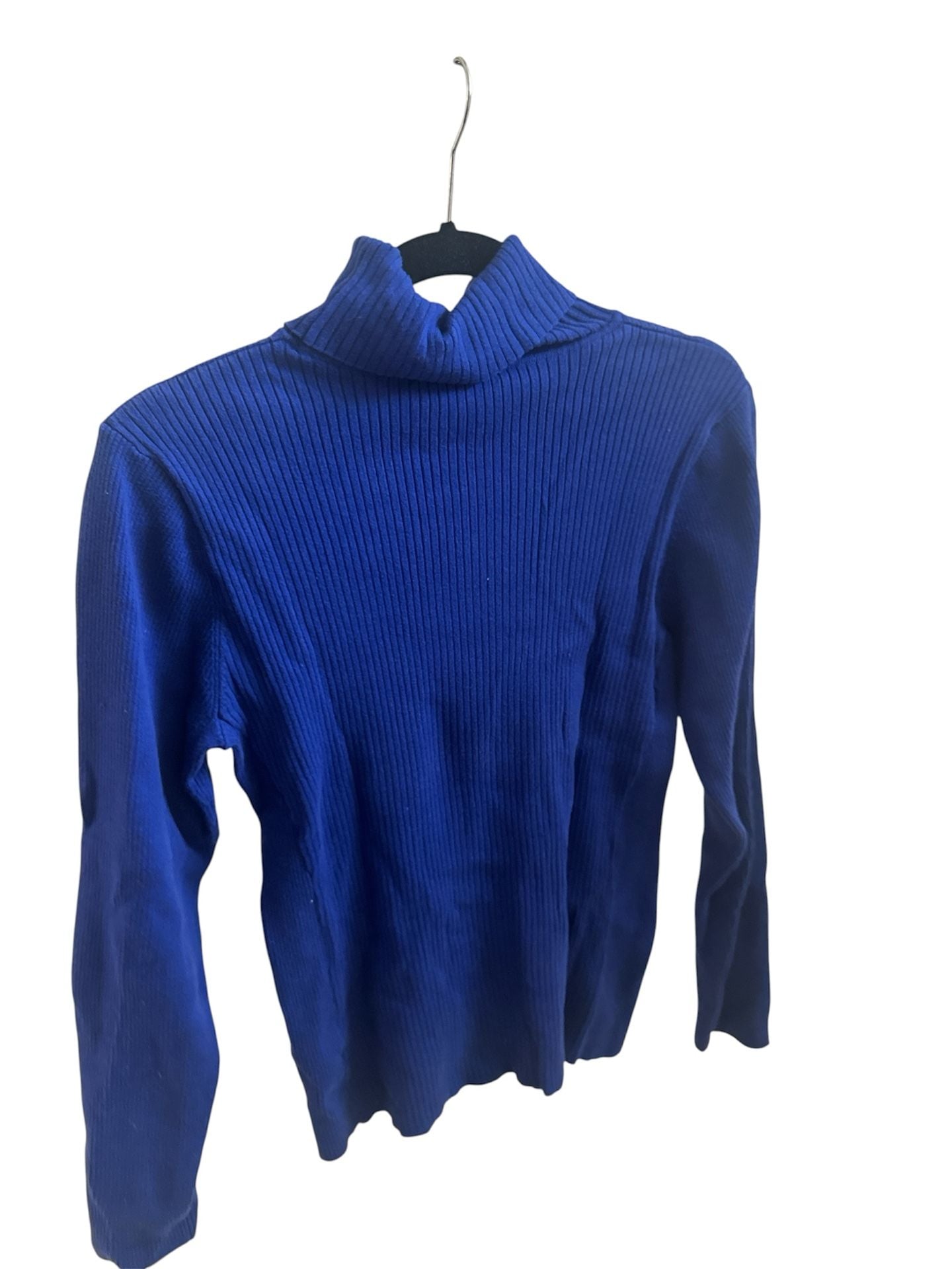 Coldwater Creek Blue Ribbed Turtleneck Sweater Size M (10-12) Cotton Nylon 2