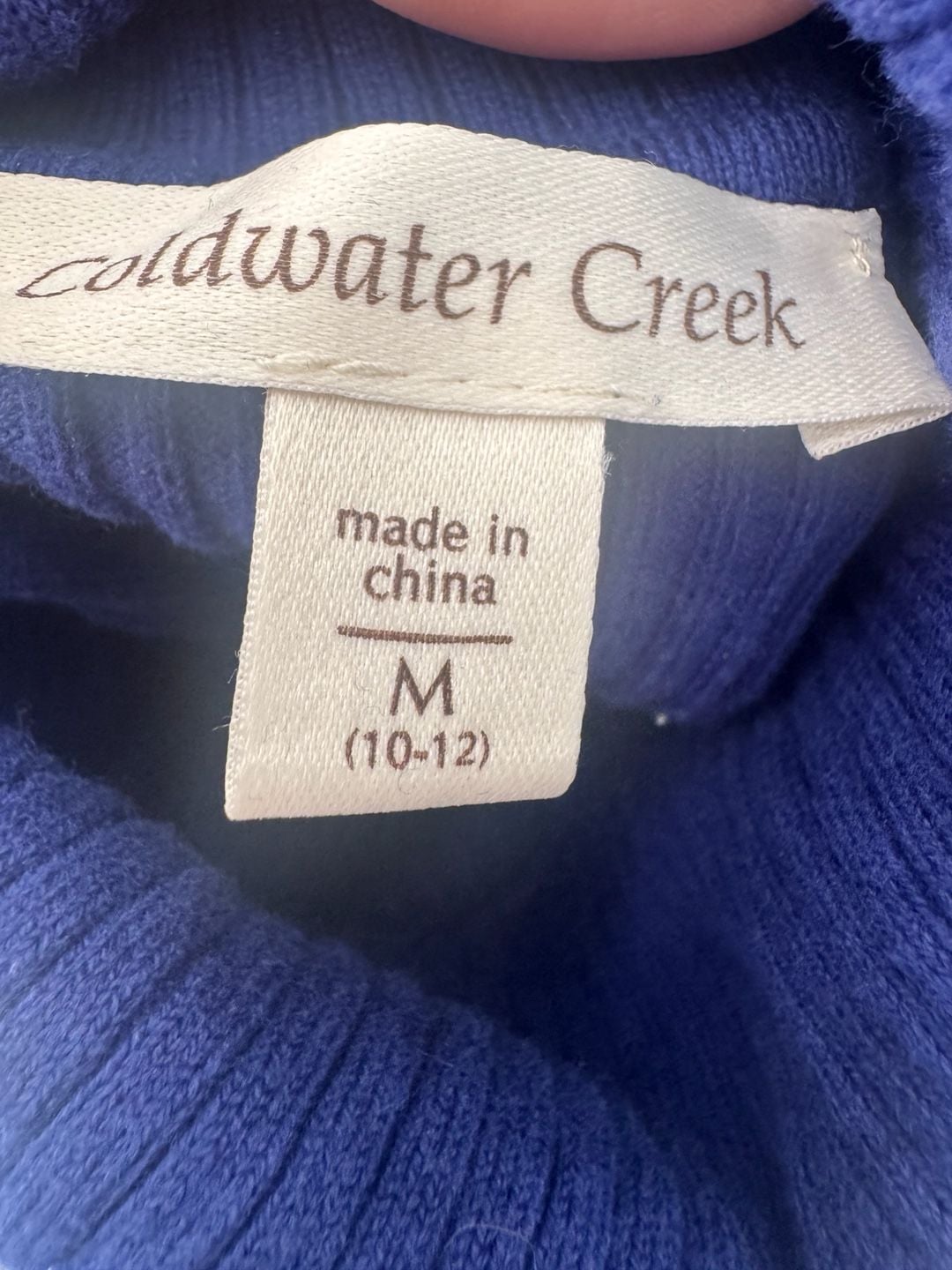 Coldwater Creek Blue Ribbed Turtleneck Sweater Size M (10-12) Cotton Nylon 3