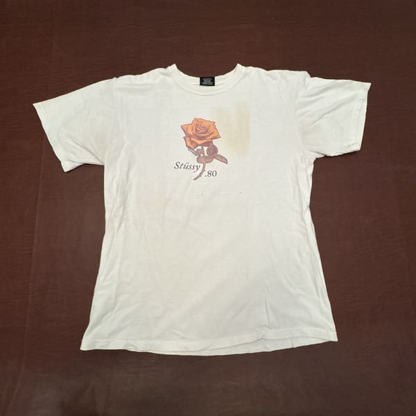 Stussy 80 Rose Pigment Dyed T-Shirt White M