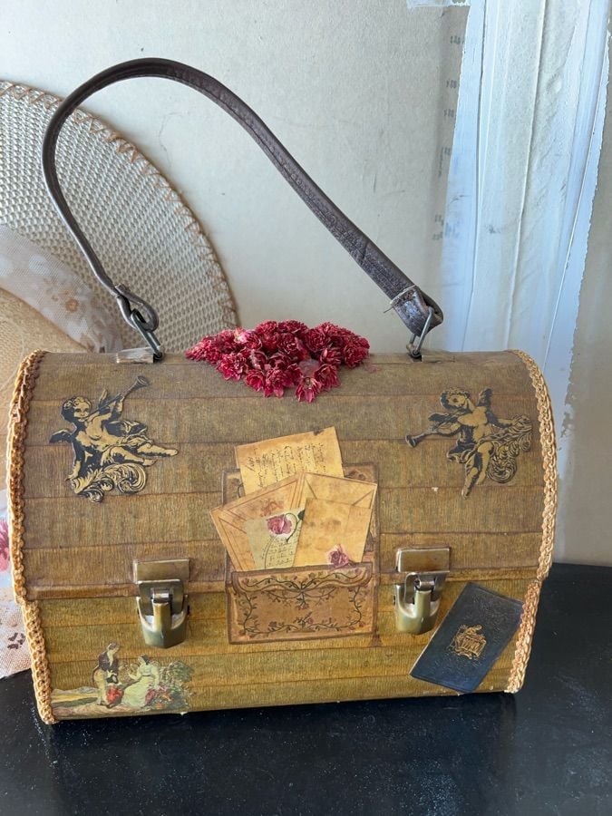 Vintage Anton Pieck Decoupage Art Wooden Box Purse 2