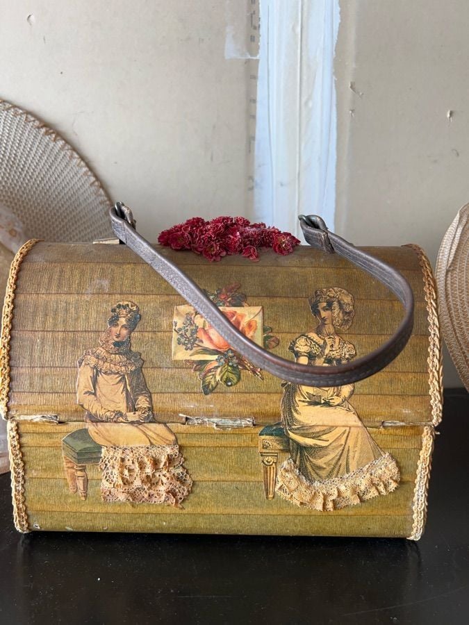 Vintage Anton Pieck Decoupage Art Wooden Box Purse 3