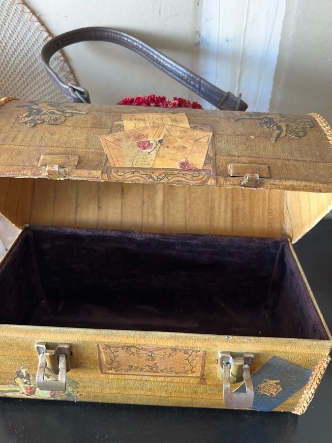 Vintage Anton Pieck Decoupage Art Wooden Box Purse 4