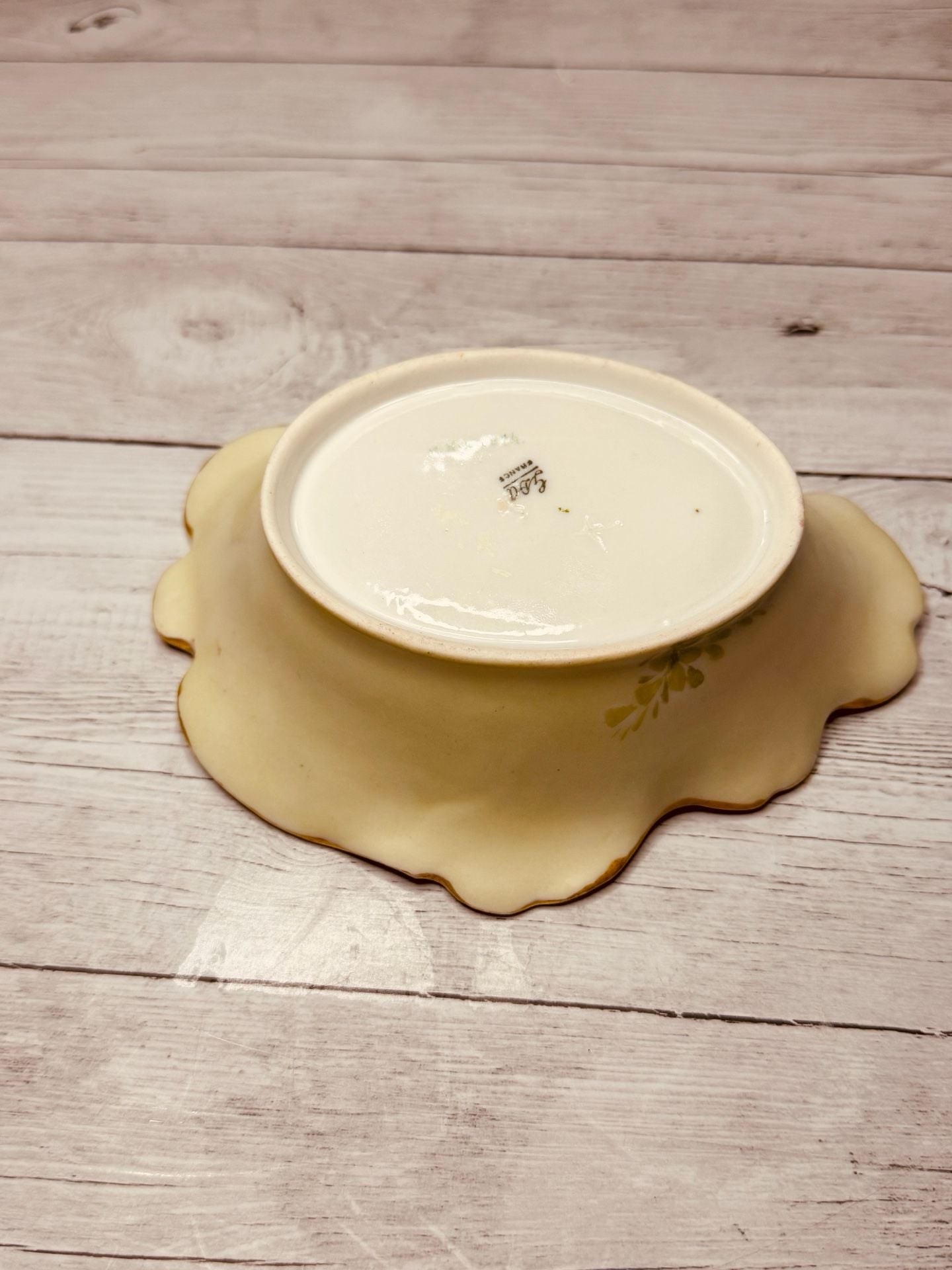 GDA France Limoges Hand Painted Floral Scalloped Oval Dish Gold Trim 4
