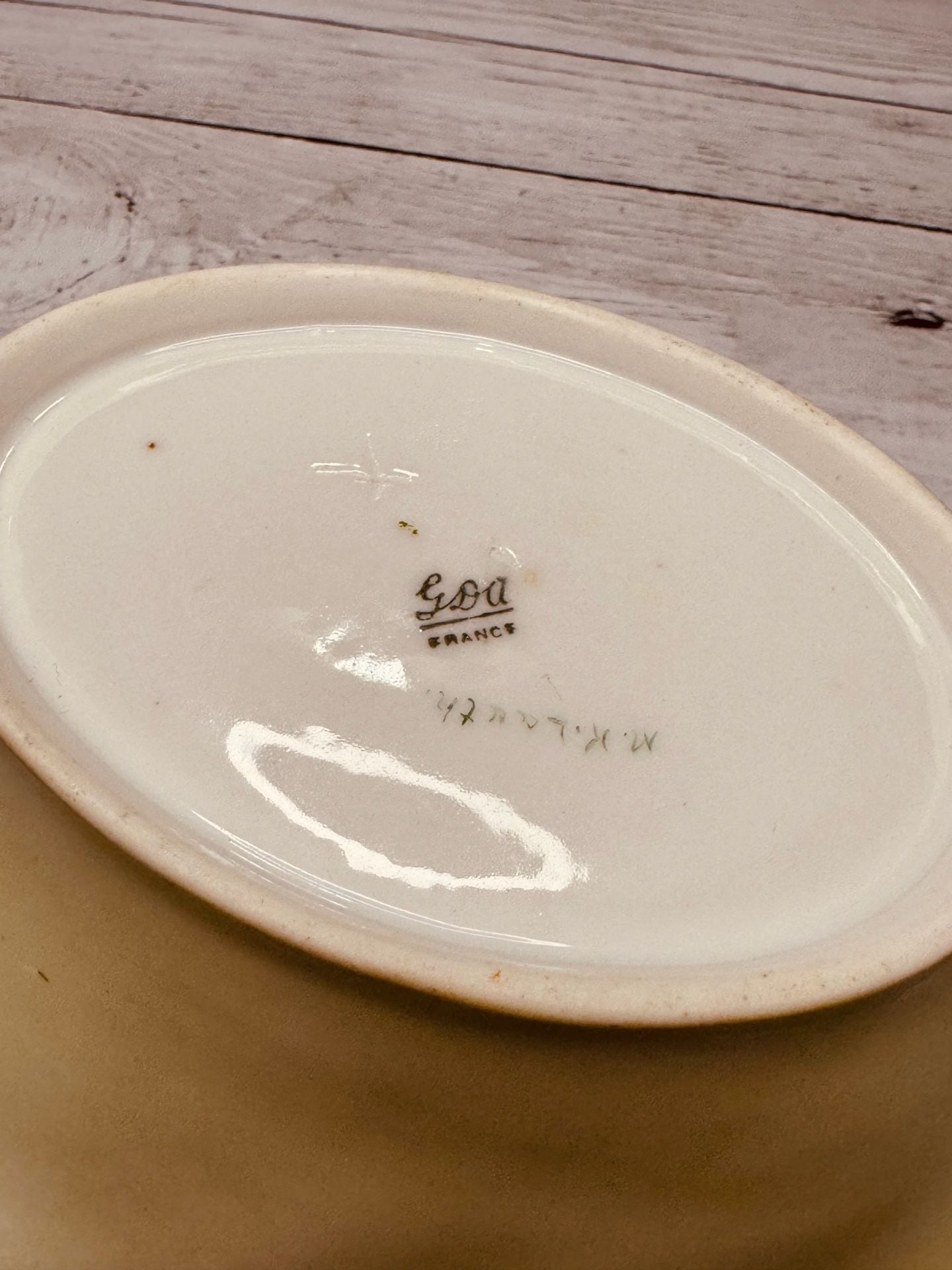 GDA France Limoges Hand Painted Floral Scalloped Oval Dish Gold Trim 6