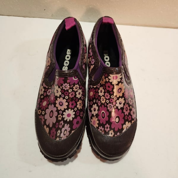 Bogs Rue Size 5 Kids Purple Floral Waterproof Shoes