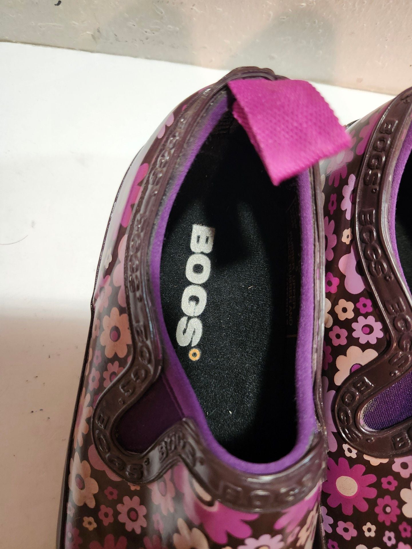 Bogs Rue Size 5 Kids Purple Floral Waterproof Shoes 3