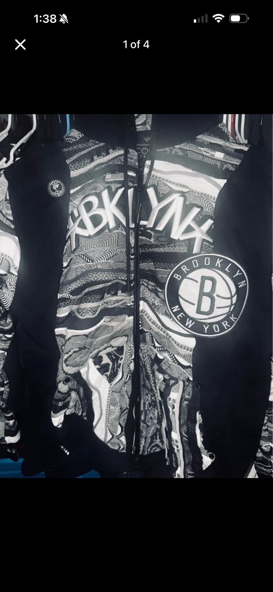 Coogi Brooklyn Nets Full Zip Hoodie Size XL Black White Multi 2