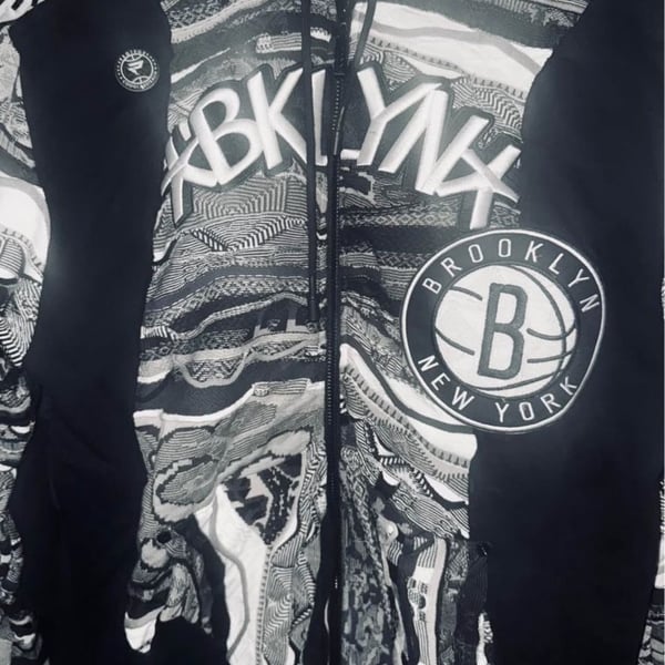 Coogi Brooklyn Nets Full Zip Hoodie Size XL Black White Multi