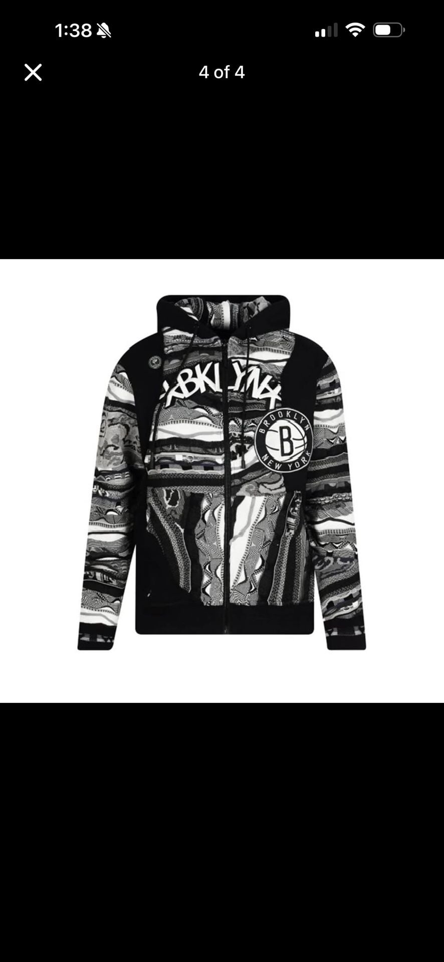 Coogi Brooklyn Nets Full Zip Hoodie Size XL Black White Multi 5
