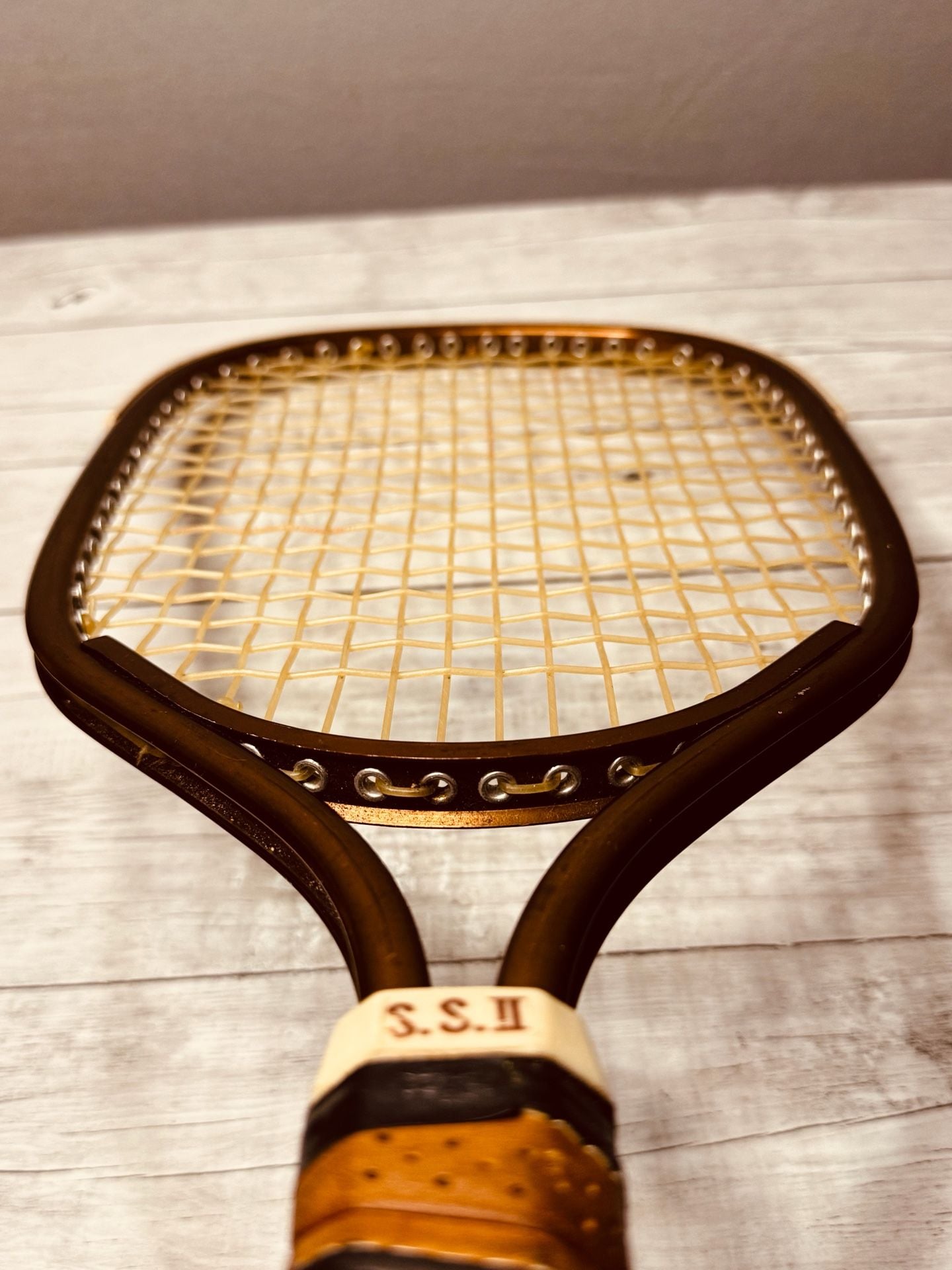 S.S.II Size 4 1/4 Racquetball Racket Brown Vintage 7